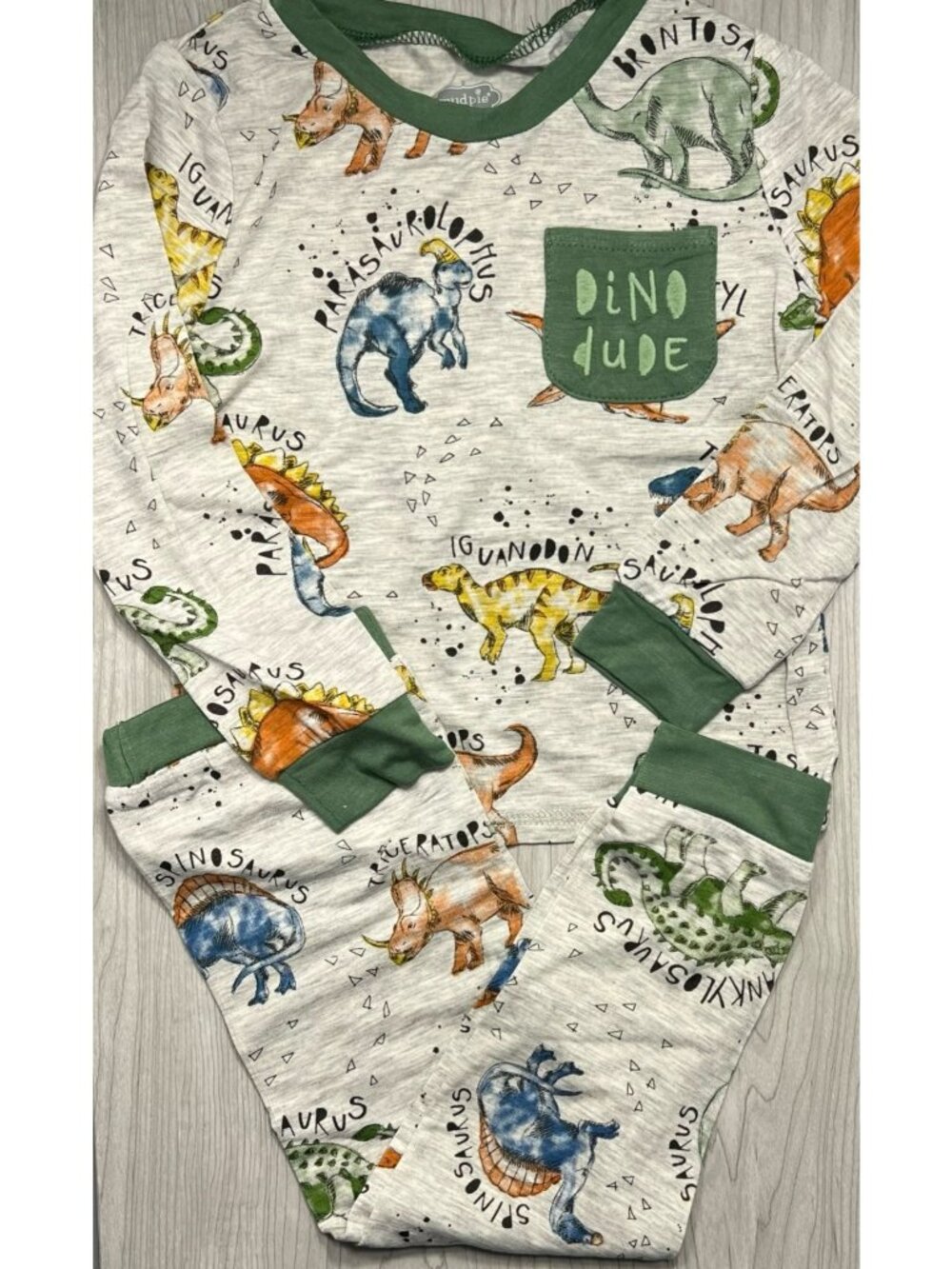 Mud Pie 24m 2T NWT Dinosaur Dino Dude pjs pajamas pants 2pc set bamboo green